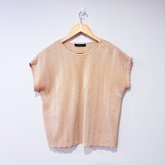 LANA LEE Vintage gold stretch top - Picture 1 of 5